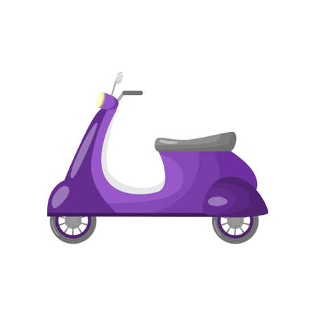 Beautiful colored two-wheeled scooter servants for movement and delivery. Vector illustration isolated on white background.のイラスト素材
