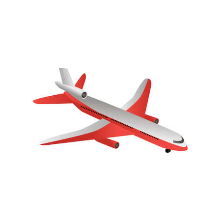 Iron bird plane in the sky. Jet plane with turbines. Vector illustration isolated on white background.のイラスト素材