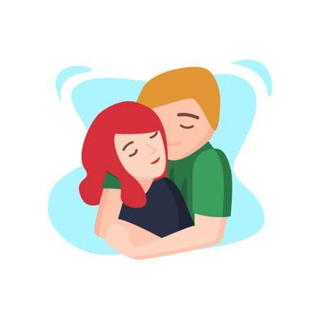 Young couple in love spends time on a date. Vector illustration isolated on white background.のイラスト素材