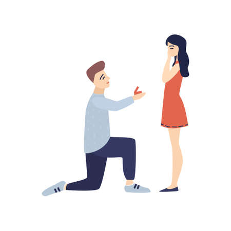 Young couple in love spends time on a date. Vector illustration isolated on white background.のイラスト素材