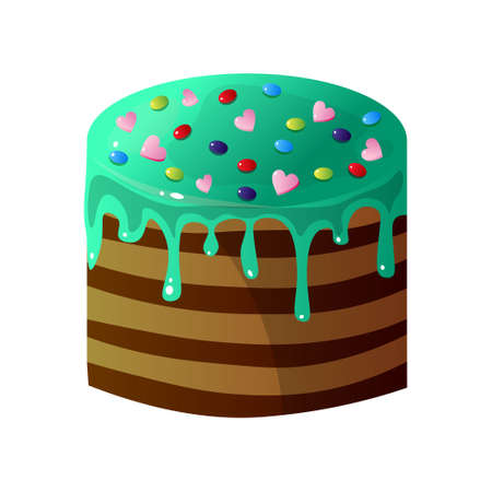 Delicious Cake with Candy Sprinkles, Sweet Tasty Dessert Vector Illustration Isolated on White Background.のイラスト素材