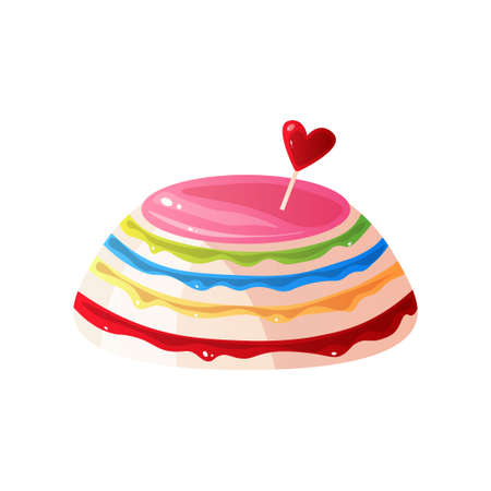 Colorful Delicious Cake, Sweet Tasty Dessert Vector Illustration Isolated on White Background.