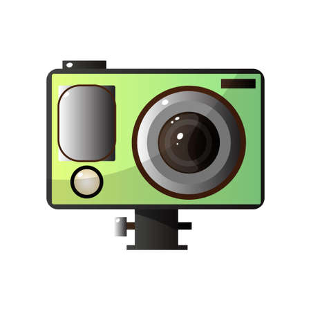 Green Digital Photo Camera Vector Illustration. Digital Photo Camerasのイラスト素材