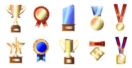 Set of rewards different shapes isolated on a white backgroundのイラスト素材