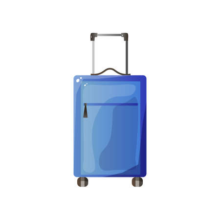 Blue Polycarbonate Suitcase with Wheels, Traveler Luggage Vector Illustration on White Background.のイラスト素材