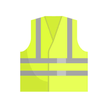Yellow Reflective Safety Vest, Front View Vector Illustration on White Background.のイラスト素材