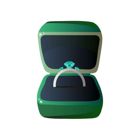Collection of Velvet Opened Gift Boxes with Rings, Jewelry Cases of Various Shapes and Colors Vector Illustrationのイラスト素材
