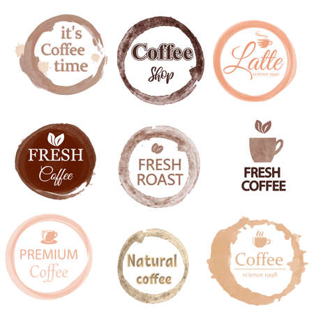 Set of cute and useful template for coffee shop, cafe menu, restaurant and bar isolated on white backgroundのイラスト素材