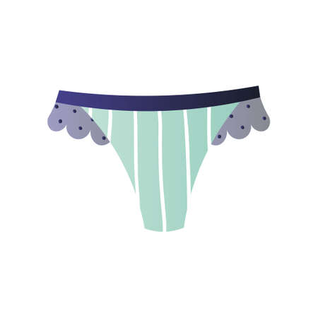 Cute green panties decorated with lace in dots and soft belt isolated on white backgroundのイラスト素材