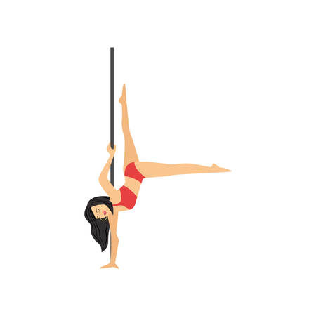 Detailed character woman pole dancer hanging upside downのイラスト素材