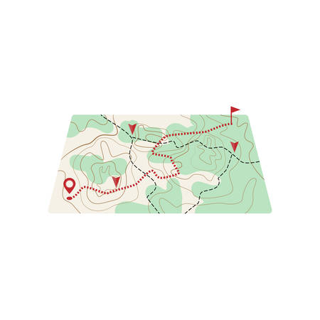 Map with dotted line route to place of destinationのイラスト素材