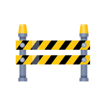 Urban blocking road sign with yellow stripes and flashing lightsのイラスト素材