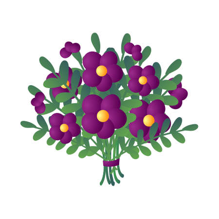 Elegant fresh bouquet of beautiful purple flowers on white backgroundのイラスト素材