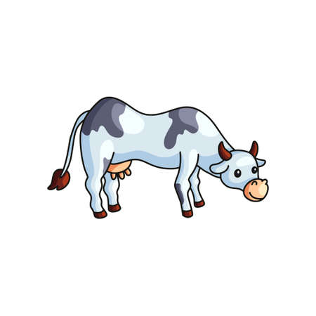 Funny black and white spotted cow farm animal characterのイラスト素材