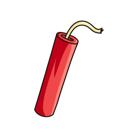 Dynamite bomb stick burning icon isolated on white background