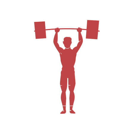 Weightlifter raises heavy barbell. Very hard sport for professional athletes.のイラスト素材