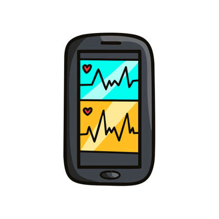Modern heart rate security device at office building or secret agency. Cartoon style. Vector illustration on white backgroundのイラスト素材
