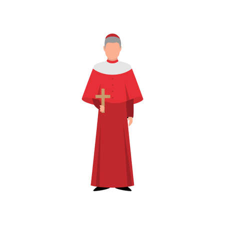 Catholic italian cardinal in red clothes and small capのイラスト素材