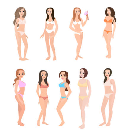 Set of cute sexy young girls in underwear clothesのイラスト素材