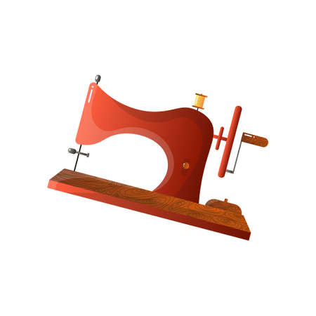 Old retro wood sewing machine, city street museumのイラスト素材