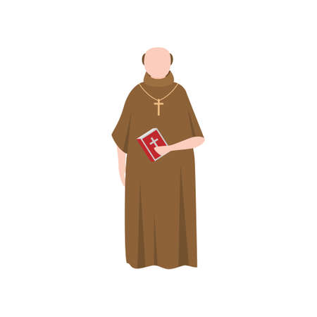 Catholic medieval priest man in long brown clothesのイラスト素材