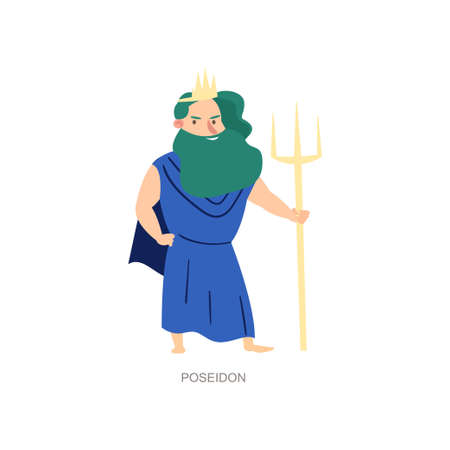 Greek ancient mythology god of sea and ocean poseidonのイラスト素材