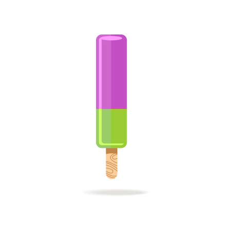 Fruity ice cream on wood stick violet and red colorのイラスト素材