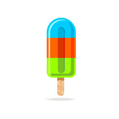 Colorful ice cream on wood stick, blue red green colorのイラスト素材