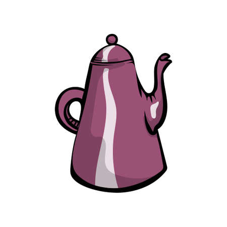 Violet color porcelain or ceramic material teapot for homeのイラスト素材
