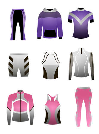 Set of colorful professional sport clothes, for running or indoor trainingのイラスト素材