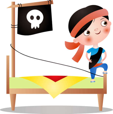 Cute young boy with red band make pirateのイラスト素材