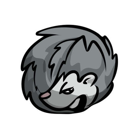 Cute forest funny hedgehog is sleeping at cold groundのイラスト素材