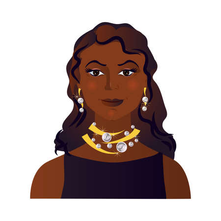 Cute avatar of afro american woman brunette hairのイラスト素材