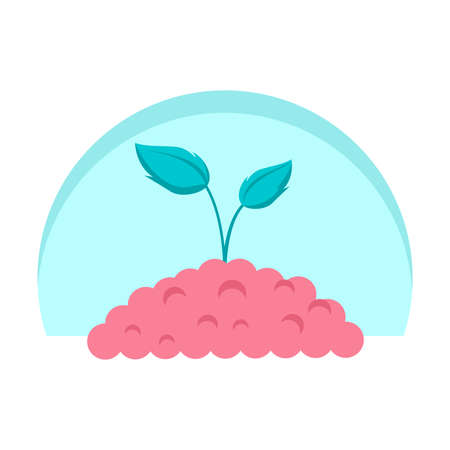 Green plant sapling flat image. Nature and environment conservation. Tree planting. Clipart raster illustrationのイラスト素材