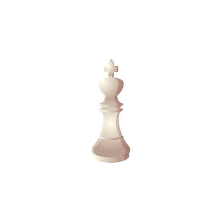 White king chess icon. Raster illustration in flat cartoon style on white backgroundのイラスト素材