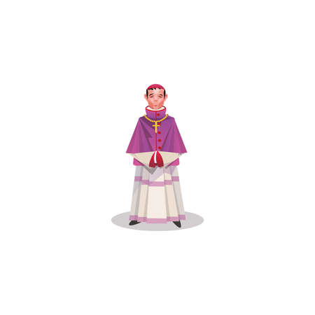 Catholic priest in purple cassock and golden cross illustrationのイラスト素材