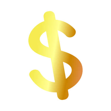 Golden dollar money symbol isolated on white vector illustrationのイラスト素材