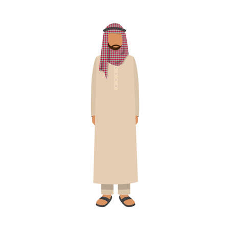 Arab man in traditional ethnic wear. Vector illustration in flat cartoon styleのイラスト素材