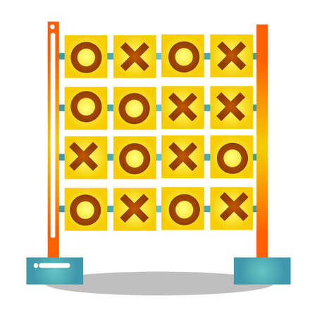 Kids playground wooden tic tac toe stand. Vector illustration isolated on white backgroundのイラスト素材