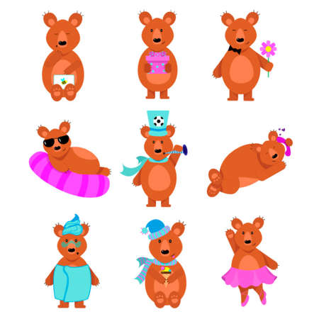 Cute cartoon brown bears with a postal envelope with a bee sign.のイラスト素材