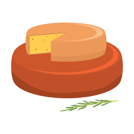 Fresh red and yellow cheese heads with rosemary illustrationのイラスト素材