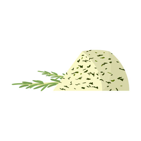 Piece of fresh white feta cheese with rosemary illustrationのイラスト素材