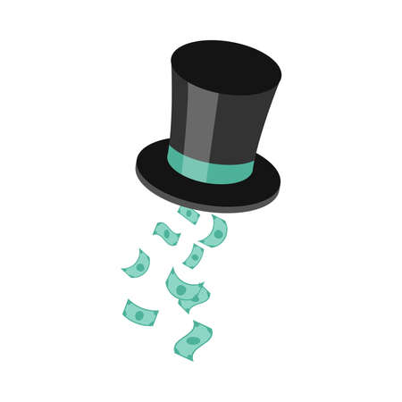 Magic hat with miracle falling money illustrationのイラスト素材