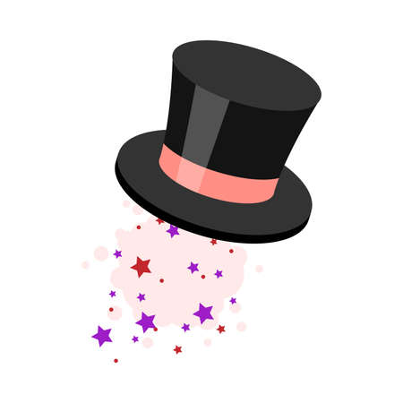 Black magic hat with miracle falling stars inside illustrationのイラスト素材