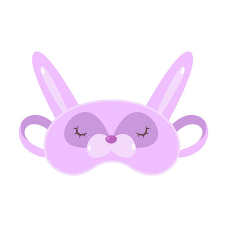 Hand drawn purple mask for sleeping in bear face shape with eyes and ears over white background vector illustration. Comfort sleeping conceptのイラスト素材