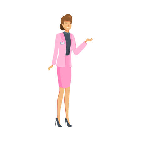 Woman administrator in pink costume at work vector illustrationのイラスト素材