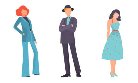 Set of isolated hand drawn stylish apparel and clothing for young women and men over white background vector illustration. Fashion and style conceptのイラスト素材