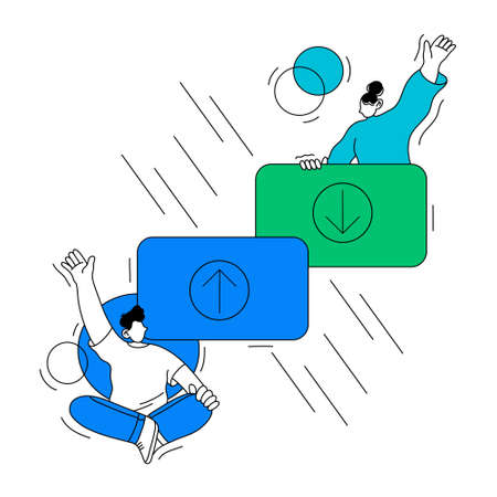 Hand drawn successful electronic money transfer over white background vector illustration. New modern technologies conceptのイラスト素材
