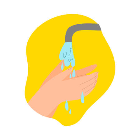 Hygienic hands washing with soap and water for protection from bacteriaのイラスト素材