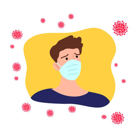 Man wearing mask for protection from coronavirus infection bacteriasのイラスト素材
